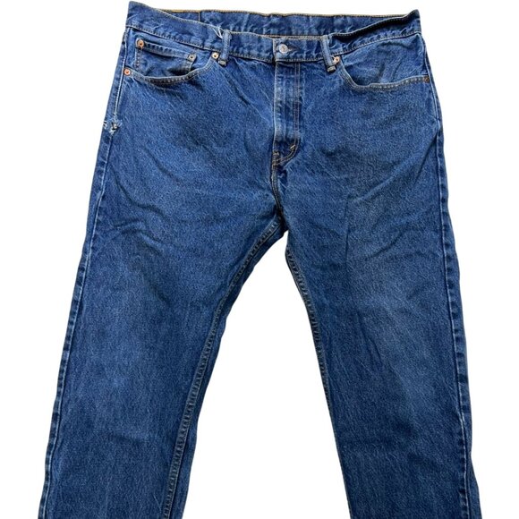 Levi's 505 Men's Regular Fit Straight Jeans Stretch Denim Sz 38x32 Blue Mid Wash - Picture 1 of 10
